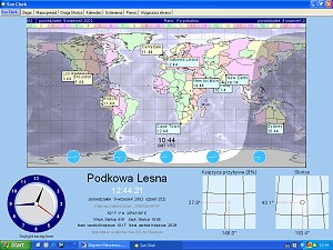 Sun Clock, widok gwnego okna programu.